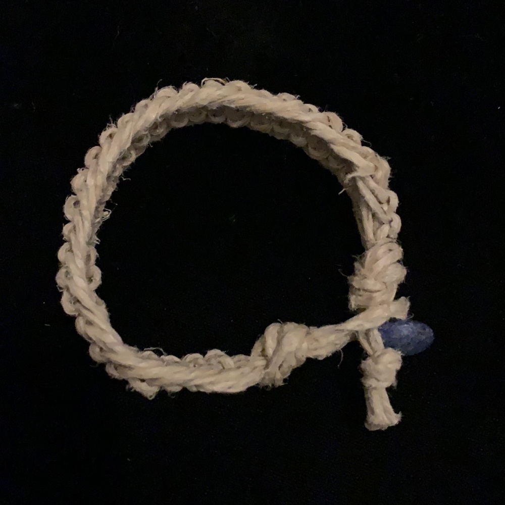 3/$20 Fish bone Lapis  knot hemp and lapis lazuli handmade bracelet